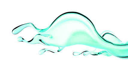 A splash of green transparent liquid. 3d illustration, 3d rendering.