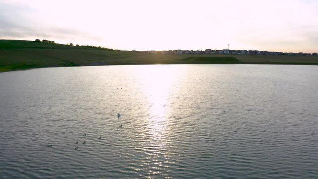 Spring Sunset at Waverley Lake - Rotherham Sheffield, South Yorkshire - Drone Footage