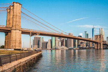 Amazing panorama view of New York city and Brooklyn bridge