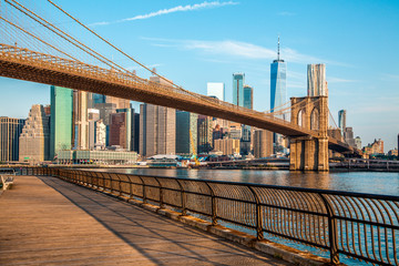 Amazing panorama view of New York city and Brooklyn bridge