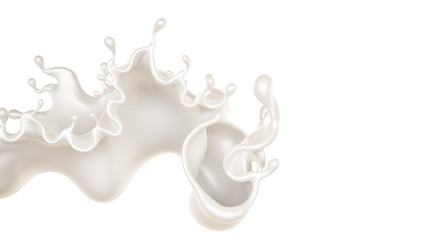 A splash of a thick white liquid. 3d illustration, 3d rendering.