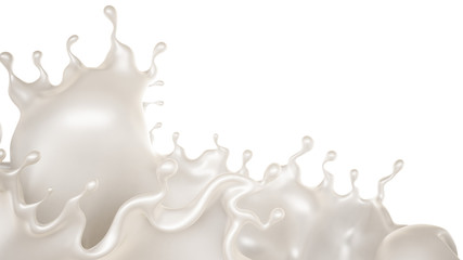 A splash of a thick white liquid. 3d illustration, 3d rendering.