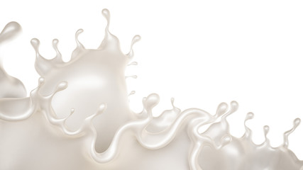 A splash of a thick white liquid. 3d illustration, 3d rendering.