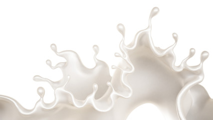 A splash of a thick white liquid. 3d illustration, 3d rendering.