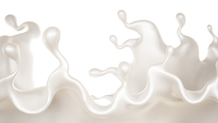 A splash of a thick white liquid. 3d illustration, 3d rendering.