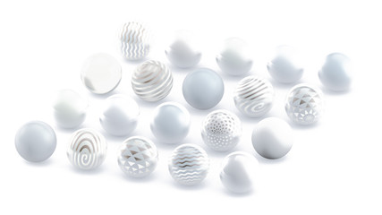 White background with balls. 3d illustration, 3d rendering.