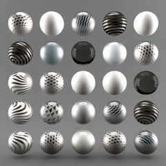 Gray luxury background with geometric shapes from balls. 3d illustration, 3d rendering.