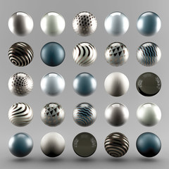 Gray luxury background with geometric shapes from balls. 3d illustration, 3d rendering.