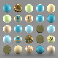 Fototapeta premium Gray luxury background with geometric shapes from balls. 3d illustration, 3d rendering.