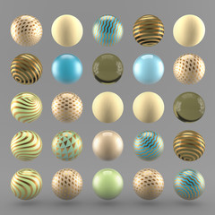 Gray luxury background with geometric shapes from balls. 3d illustration, 3d rendering.