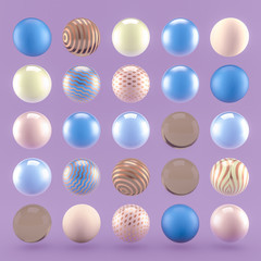Fototapeta premium Purple geometric background with balls. 3d illustration, 3d rendering.