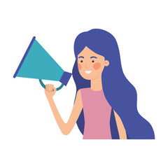 young woman with megaphone in the hand