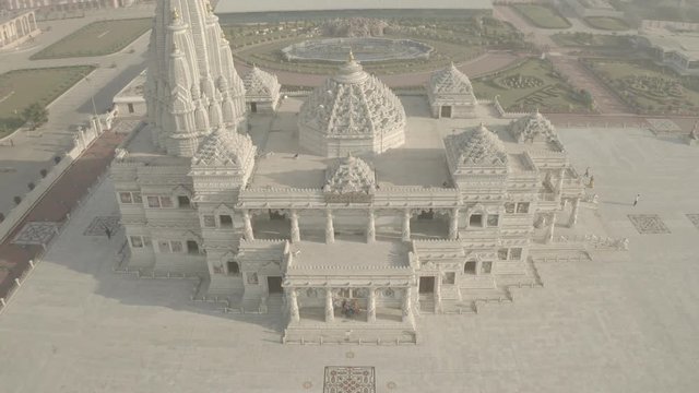 Vrindavan, Prem Mandir. India, 4k aerial ungraded