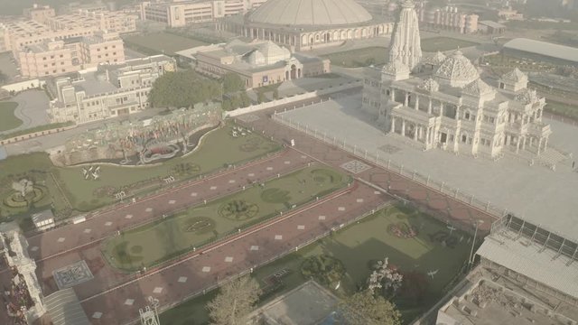 Vrindavan, Prem Mandir. India, 4k aerial ungraded