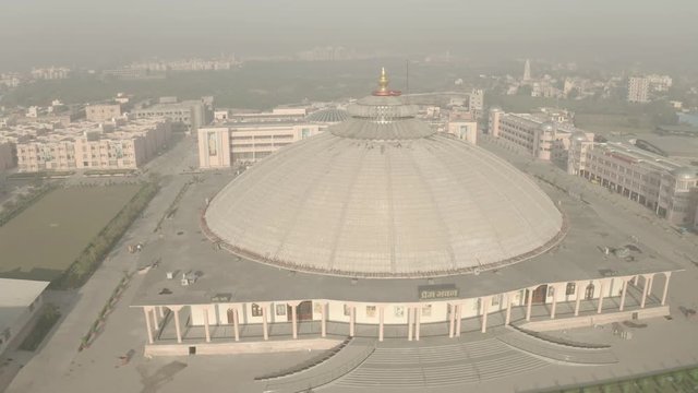 Vrindavan, Prem Mandir. India, 4k aerial ungraded