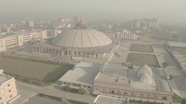 Vrindavan, Prem Mandir. India, 4k aerial ungraded