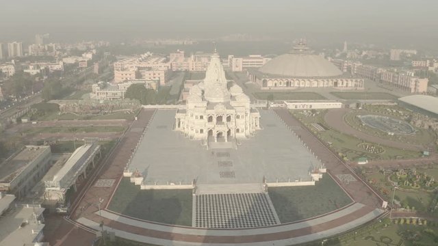 Vrindavan, Prem Mandir. India, 4k aerial ungraded