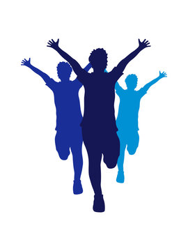 3 l&auml;ufer rennen schnell marathon marathonlauf sport laufen gehen ausdauer gewinner ziel erreichen erster wettrennen wettlauf sprinten joggen hobby team clipart silhouette design