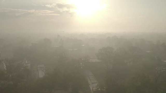 "Madana Mohana" temple in Vrindavan, India, 4k aerial ungraded/flat