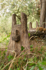 Fototapeta na wymiar Detail of an old unknown timber object