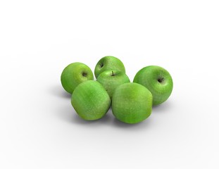 Fruits Apples isolated on White 3D Rendering