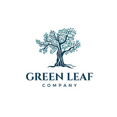 Obraz premium modern tree logo design with green leaf color