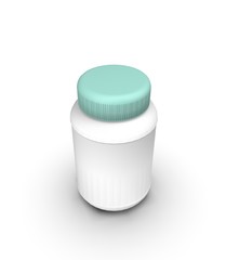 White Pill Bottle  3D Rendering