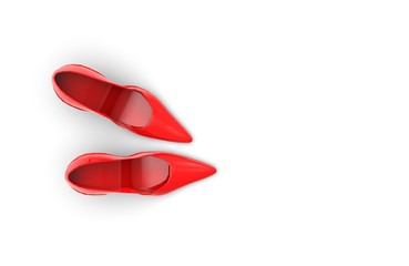 Red Woman Shoes 3D Rendering