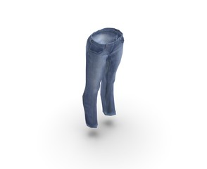 Clothes Jeans on White 3D Rendering