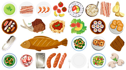 Set of different food