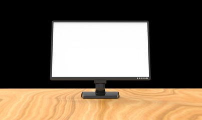 LCD Monitor isolated on Black 3D Rendering