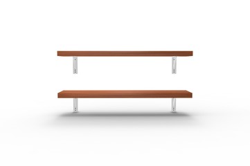 Wood Shelf on Wall 3D Rendering