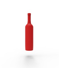 Wine Bottle Object 3D Rendering