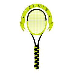 Tennis emblem with a racket and text - Vector
