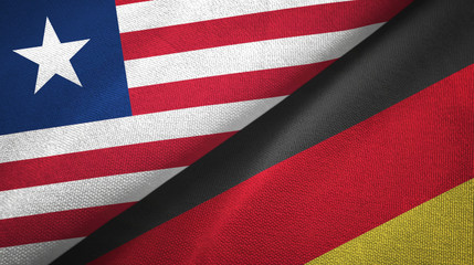 Liberia and Germany two flags textile cloth, fabric texture