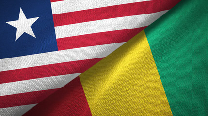 Liberia and Guinea two flags textile cloth, fabric texture