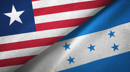 Liberia and Honduras two flags textile cloth, fabric texture