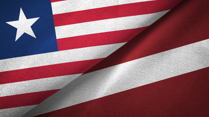 Liberia and Latvia two flags textile cloth, fabric texture