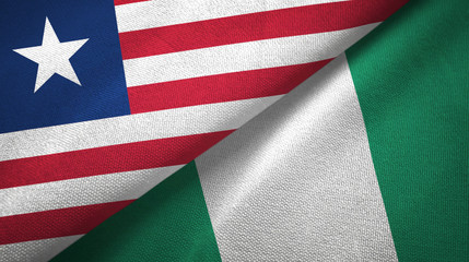 Liberia and Nigeria two flags textile cloth, fabric texture