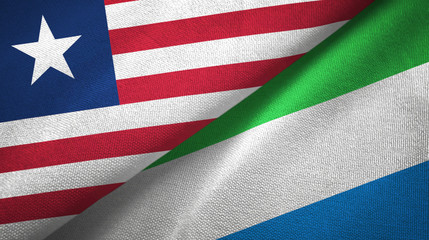 Liberia and Sierra Leone two flags textile cloth, fabric texture
