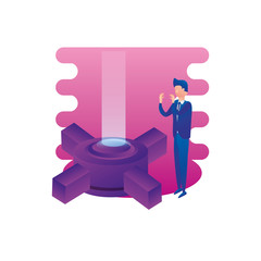 businessman worker with data center platform