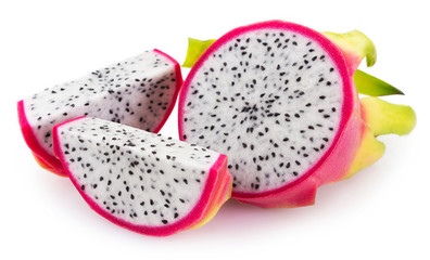 Fresh pitahaya on white background. Dragon fruit.