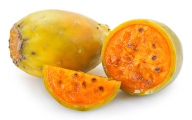 Fresh opuntia on white background. Prickly pear.