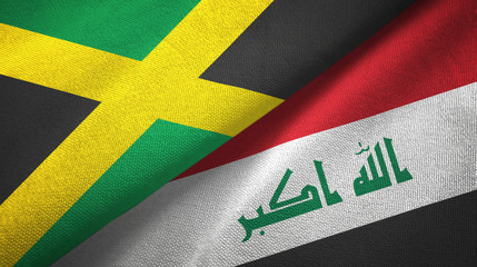Jamaica and Iraq two flags textile cloth