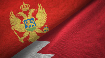 Montenegro and Bahrain two flags textile cloth, fabric texture 