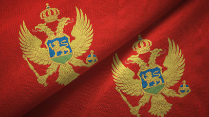 Montenegro two flags textile cloth, fabric texture