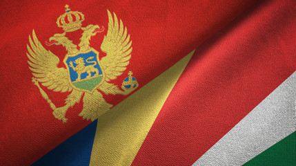 Montenegro and Seychelles two flags textile cloth, fabric texture