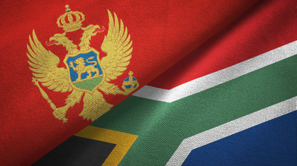 Montenegro and South Africa two flags textile cloth, fabric texture