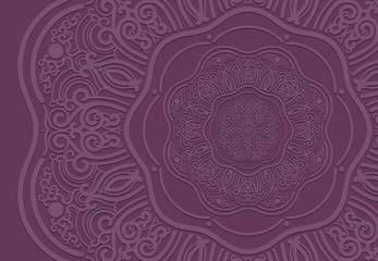 Abstract mandala graphic design and watercolor digital art painting for ancient geometric concept background