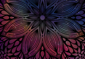 Abstract mandala graphic design and watercolor digital art painting for ancient geometric concept background